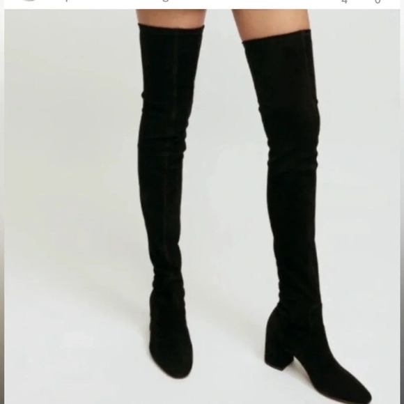 NWT Maje Black Suede Over the Knee Boots 40/9US pull on​​​ - Picture 1 of 7